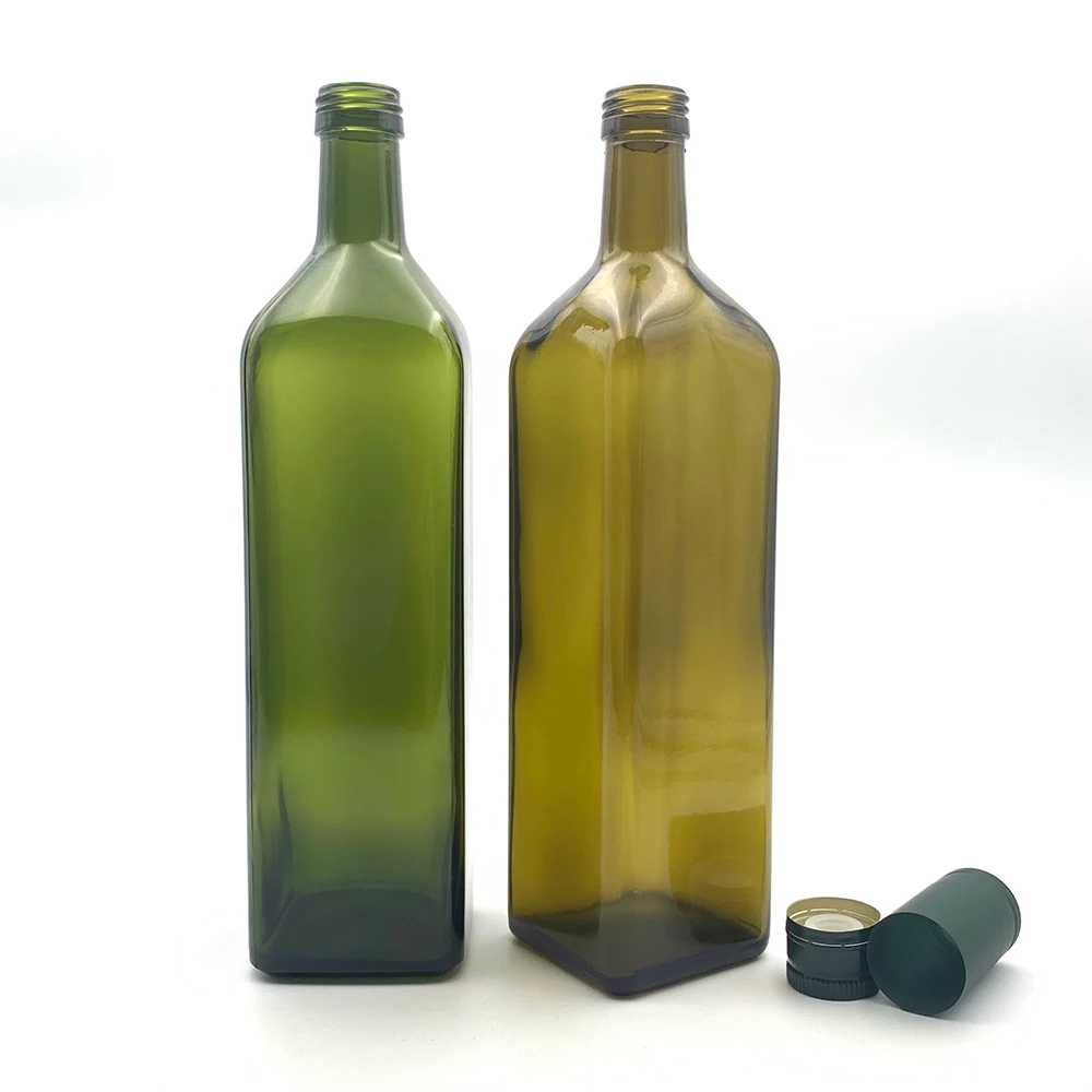Bottiglia di olio d'oliva in vetro verde da 1 litro all'ingrosso