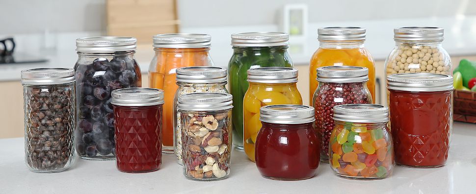 Barattoli di vetro all'ingrosso con coperchi