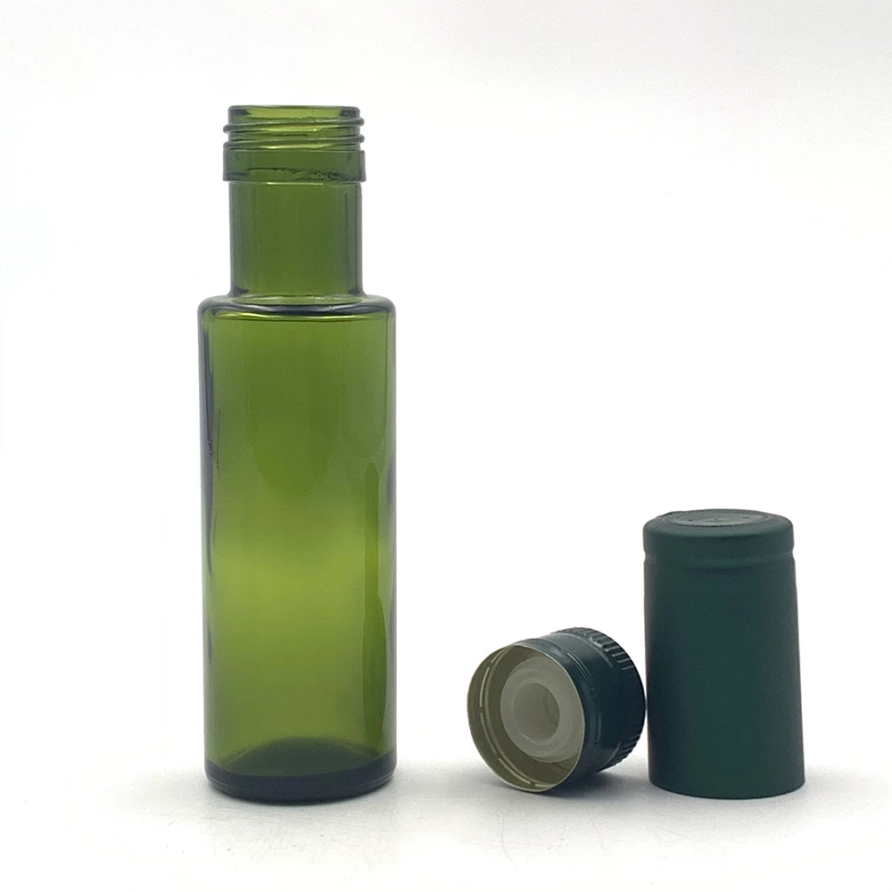Bottiglia rotonda di olio d'oliva verde scuro da 100 ml