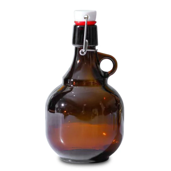 Bottiglia growler in vetro ambrato a forma di palla da 1 l per il riempimento di birra e bevande, capacità 32 once