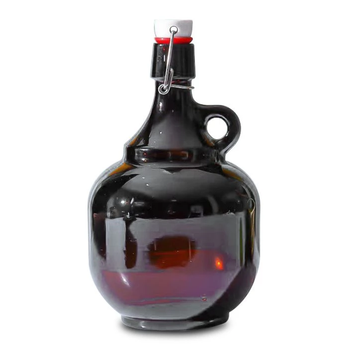 Bottiglia growler per birra ambrata a forma di palla da 2 litri, brocca da birrificio ricaricabile da 64 once con manico